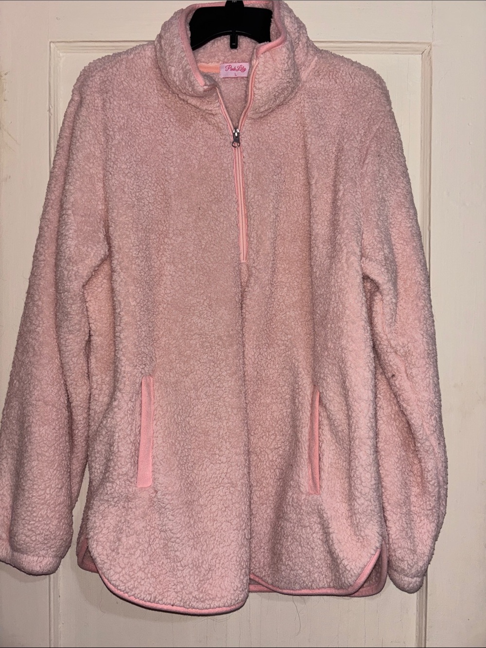 Pinky Plush Half-Zip Sherpa light pink from Pink Lily
